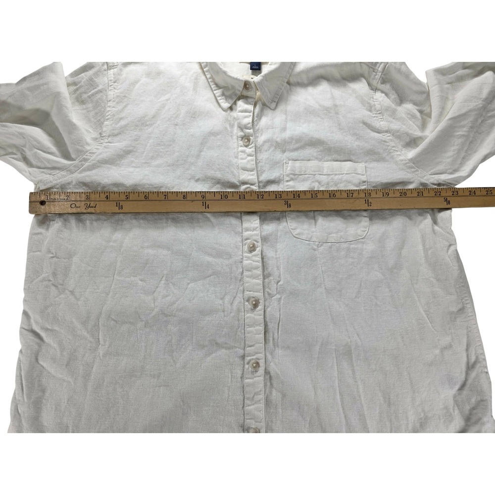 Men's Universal Thread L White Linen Blend Casual Beach Resort Button Up Shirt - Picture 12 of 12